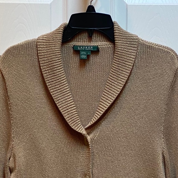 Ralph Lauren Tan Cardigan Sweater. - Picture 5 of 5